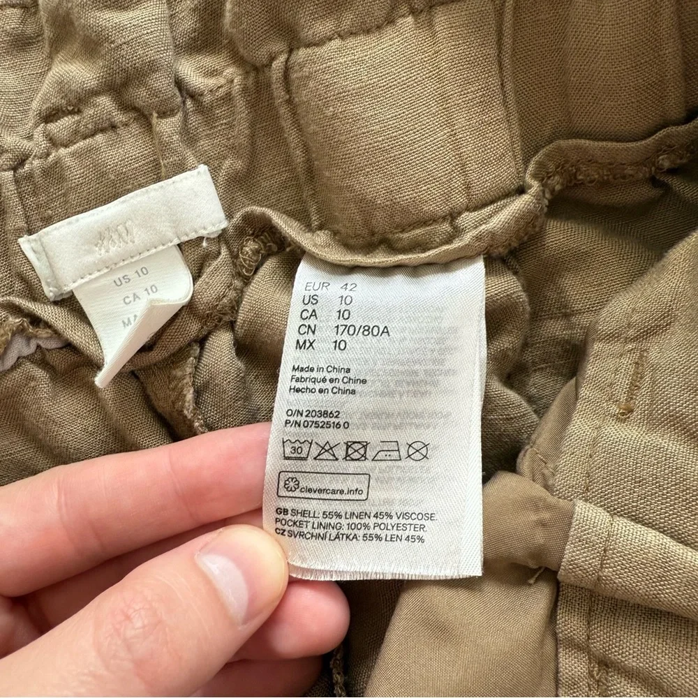 H&M Linen Blend Paperbag Waist Pants Size 10